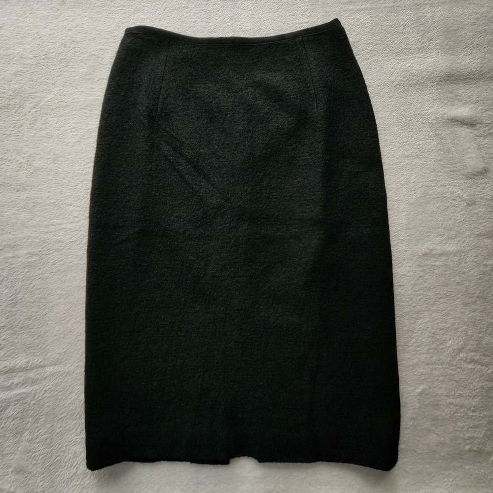 Joeffer Caoc Wool Blend Pencil Skirt Womens 4 Black Textured Midi Professional